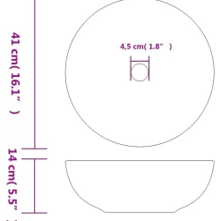 vidaXL Lavabo sobre encimera redondo cerámica blanco y Φ41x14 cm Azul Discount
