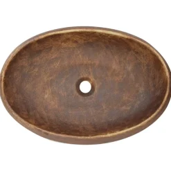 vidaXL Lavabo sobre encimera ovalado cerámica marrón 59x40x15 cm Marr&oacute;n Outlet