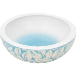 vidaXL Fontanería-Lavabo sobre encimera redondo cerámica blanco y azul Φ41x14 cm