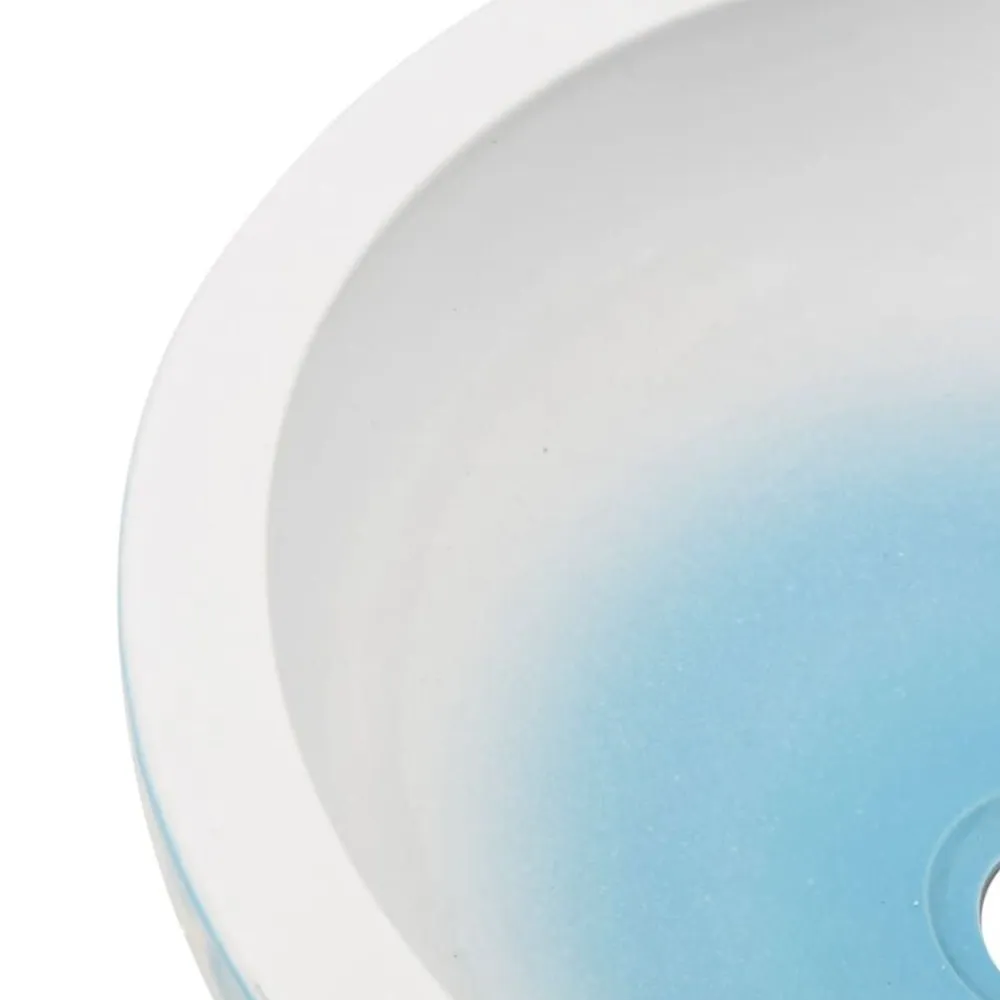 vidaXL Fontanería-Lavabo sobre encimera redondo cerámica blanco y azul Φ41x14 cm