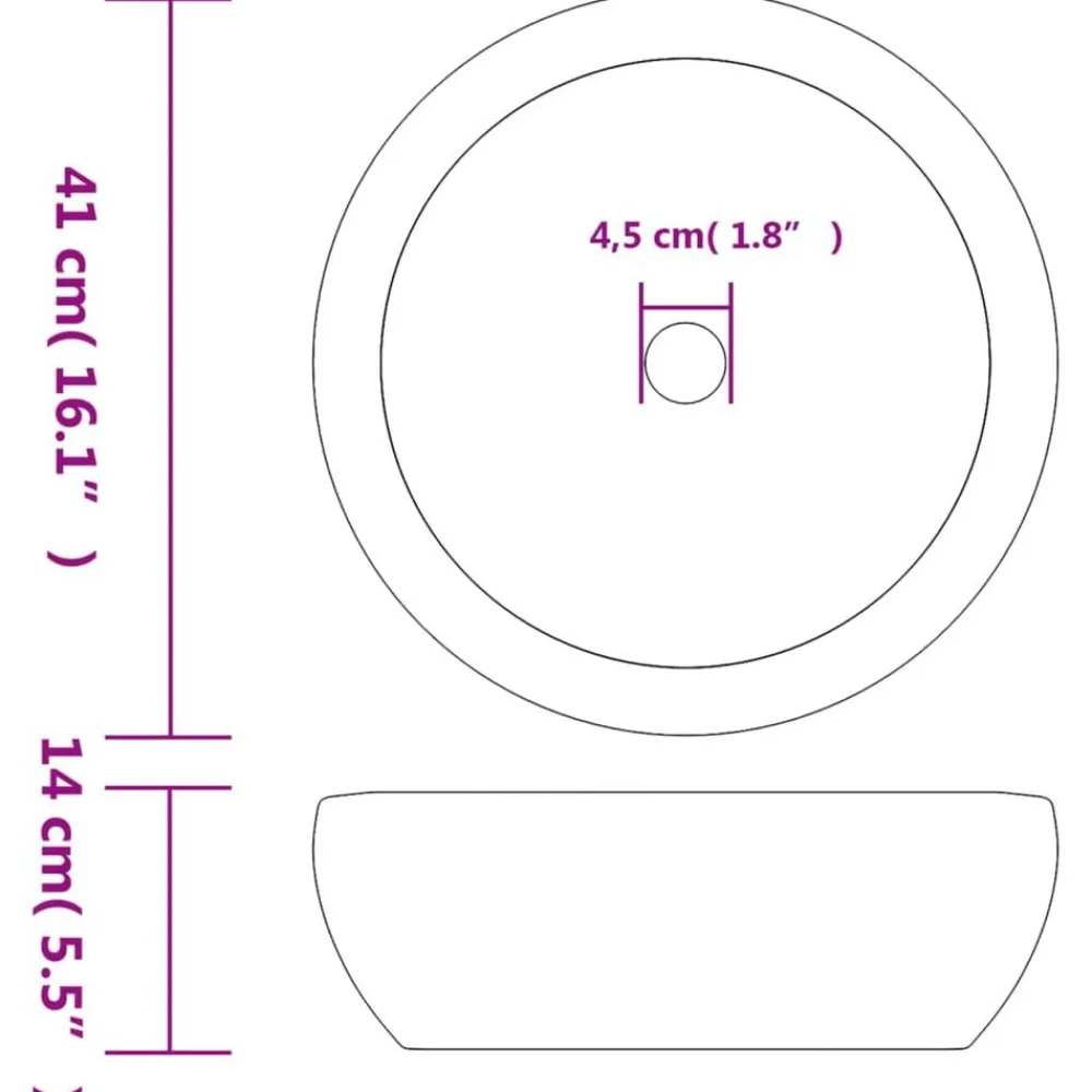 vidaXL Fontanería-Lavabo sobre encimera redondo cerámica blanco y azul Φ41x14 cm