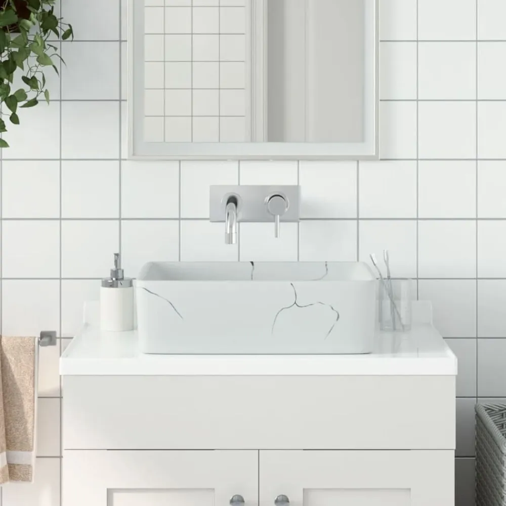 vidaXL Fontanería-Lavabo sobre encimera rectangular cerámica 46x35,5x13 cm