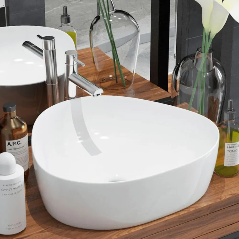 vidaXL Fontanería-Lavabo triangular de cerámica 50,5x41x12 cm