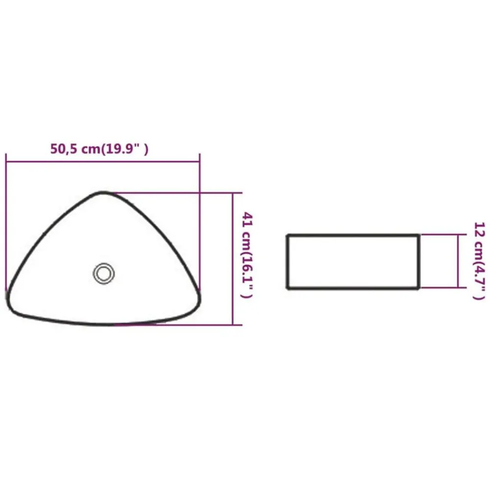 vidaXL Fontanería-Lavabo triangular de cerámica 50,5x41x12 cm