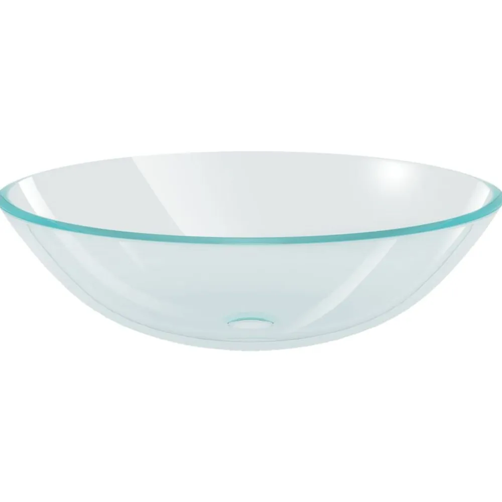 vidaXL Fontanería-Lavabo vidrio templado transparente 42 cm