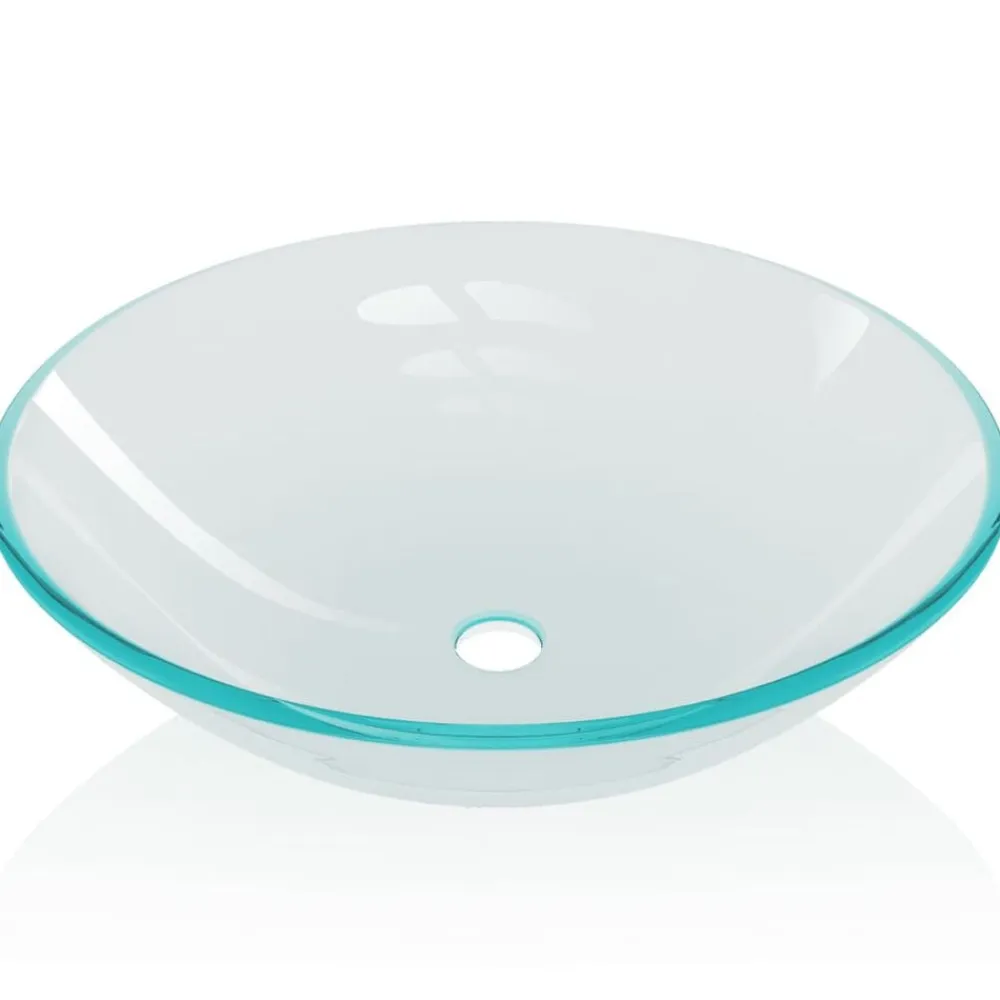vidaXL Fontanería-Lavabo vidrio templado transparente 42 cm