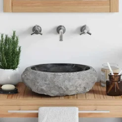 vidaXL Lavabo 40x12 cm de mármol Negro Discount