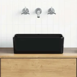 vidaXL Lavabo 40x30x13 cm cerámica Negro New