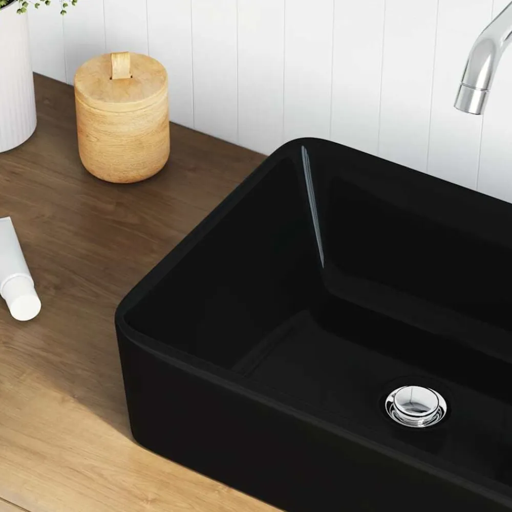 vidaXL Lavabo 40x30x13 cm cerámica Negro New