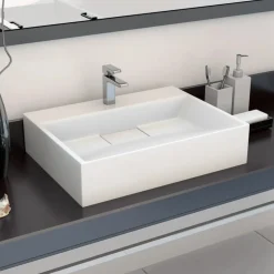 vidaXL Lavabo 50x38x13 cm resina mineral/mármol blanco Discount