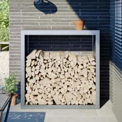 vidaXL Accesorios Para Hornos De Leña Y Chimeneas-Leñero acero galvanizado 100x40x100 cm