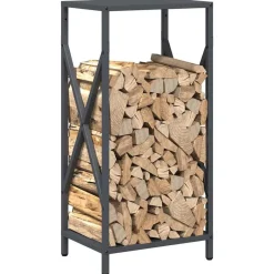 vidaXL Leñero 34x25x70 cm Acero laminado en frío Antracita Best
