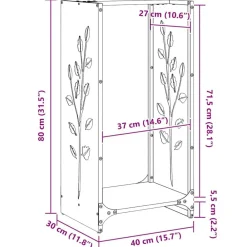vidaXL Leñero 40x30x80 cm Acero laminado en frío Antracita Discount
