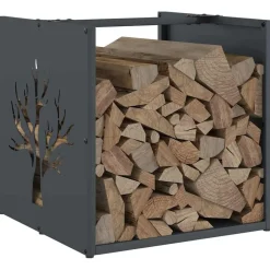 vidaXL Leñero 40x40x40 cm Acero laminado en frío Antracita Outlet