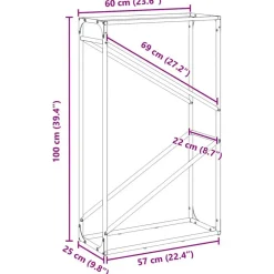 vidaXL Accesorios Para Hornos De Leña Y Chimeneas-Leñero 60x25x100 cm Acero laminado en frío