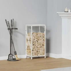 vidaXL Leñero 34x25x70 cm Acero laminado en frío Blanco
