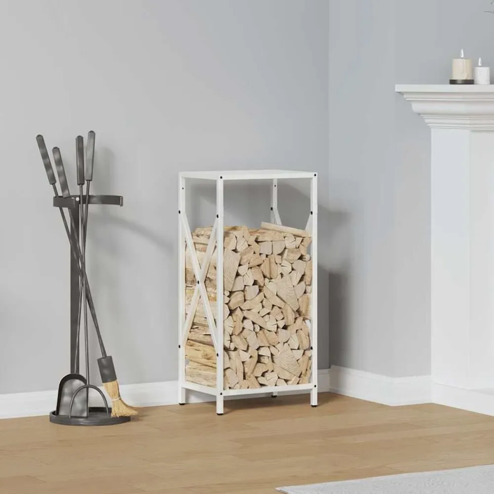 vidaXL Leñero 34x25x70 cm Acero laminado en frío Blanco