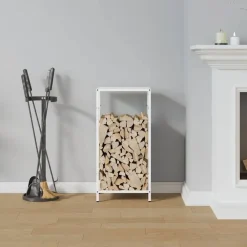 vidaXL Leñero 34x25x70 cm Acero laminado en frío Blanco