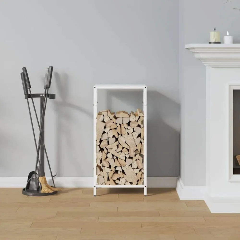 vidaXL Leñero 34x25x70 cm Acero laminado en frío Blanco