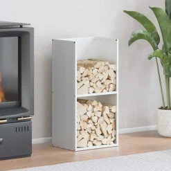 vidaXL Leñero 40x30x80 cm Acero laminado en frío Blanco Sale
