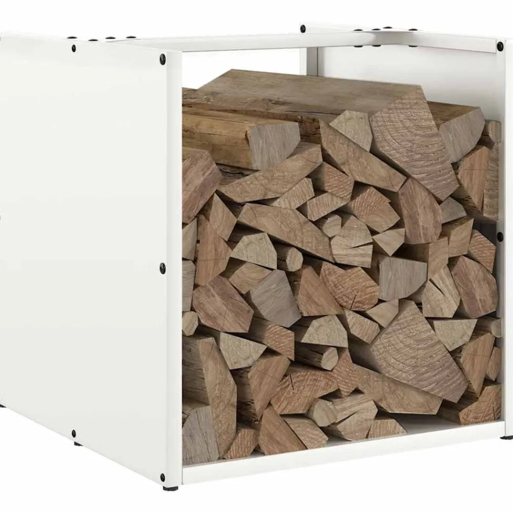 vidaXL Leñero 40x40x40 cm Acero laminado en frío Blanco Best