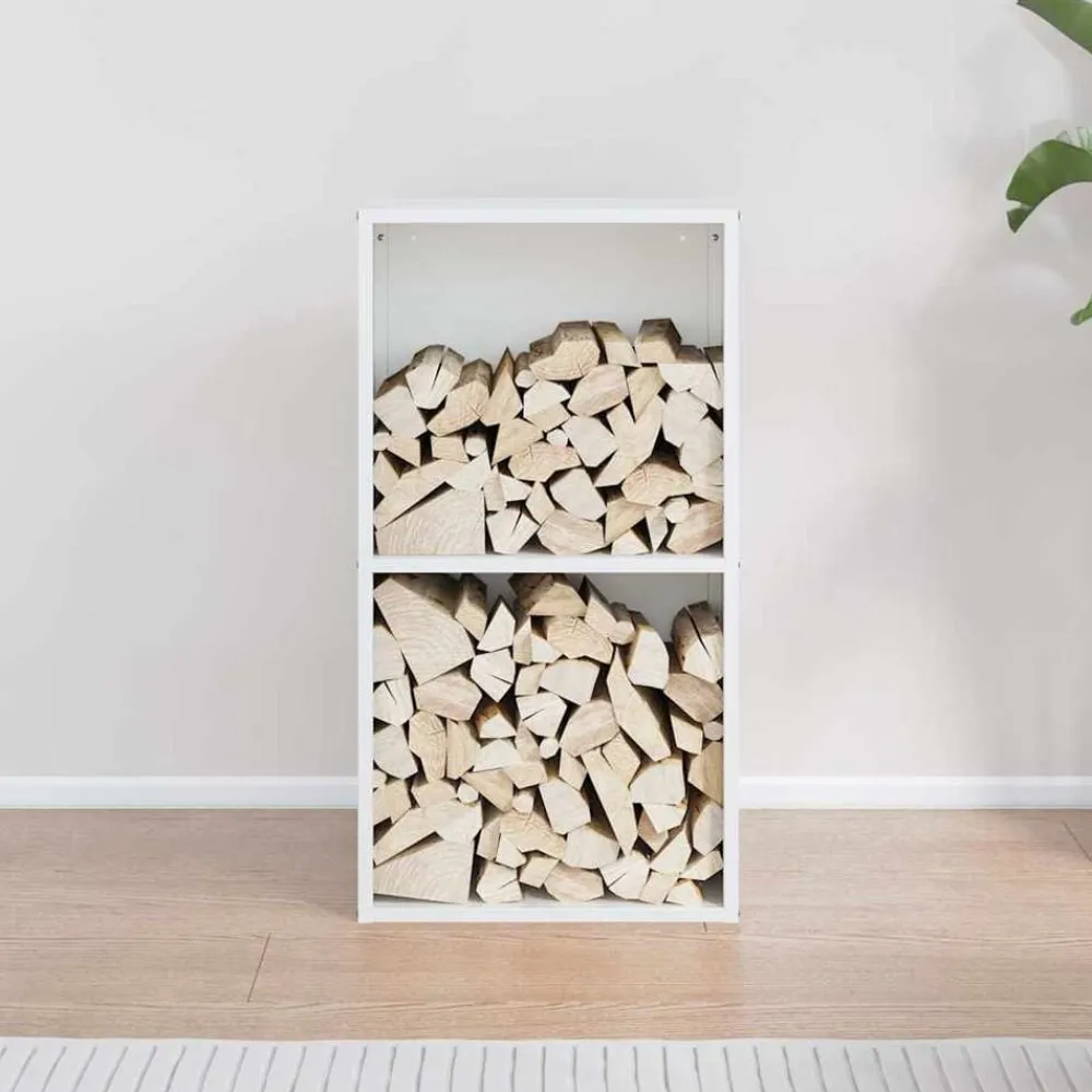 vidaXL Leñero 40x30x75 cm Acero laminado en frío Blanco Sale