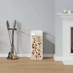 vidaXL Leñero 25x25x60 cm Acero laminado en frío Blanco Online