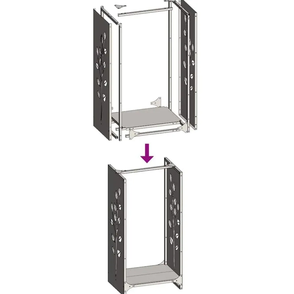vidaXL Accesorios Para Hornos De Leña Y Chimeneas-Leñero 40x30x80 cm Acero laminado en frío