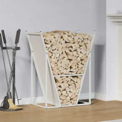 vidaXL Leñero 69,5x35x81 cm Acero laminado en frío Blanco Clearance