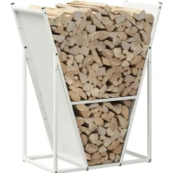 vidaXL Leñero 69,5x35x81 cm Acero laminado en frío Blanco Clearance