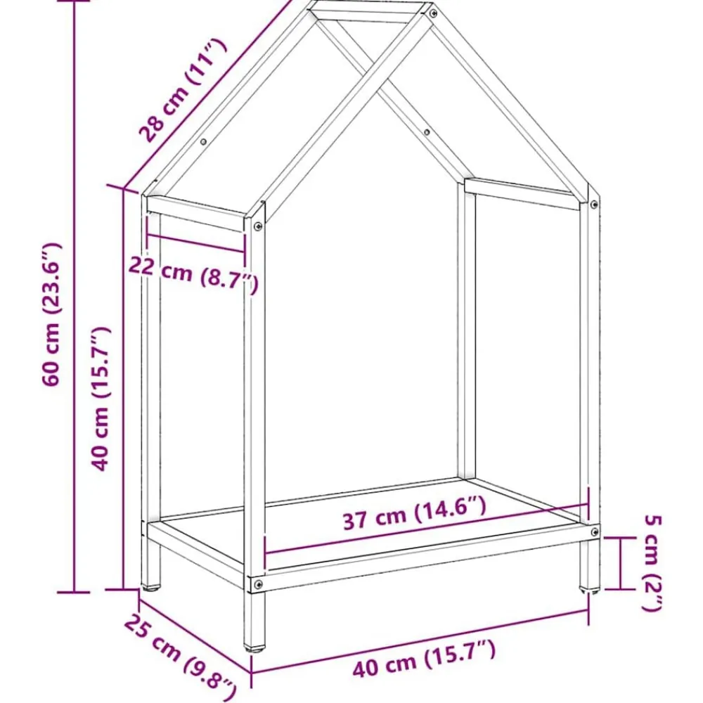 vidaXL Leñero 40x25x60 cm Acero laminado en frío Blanco Clearance