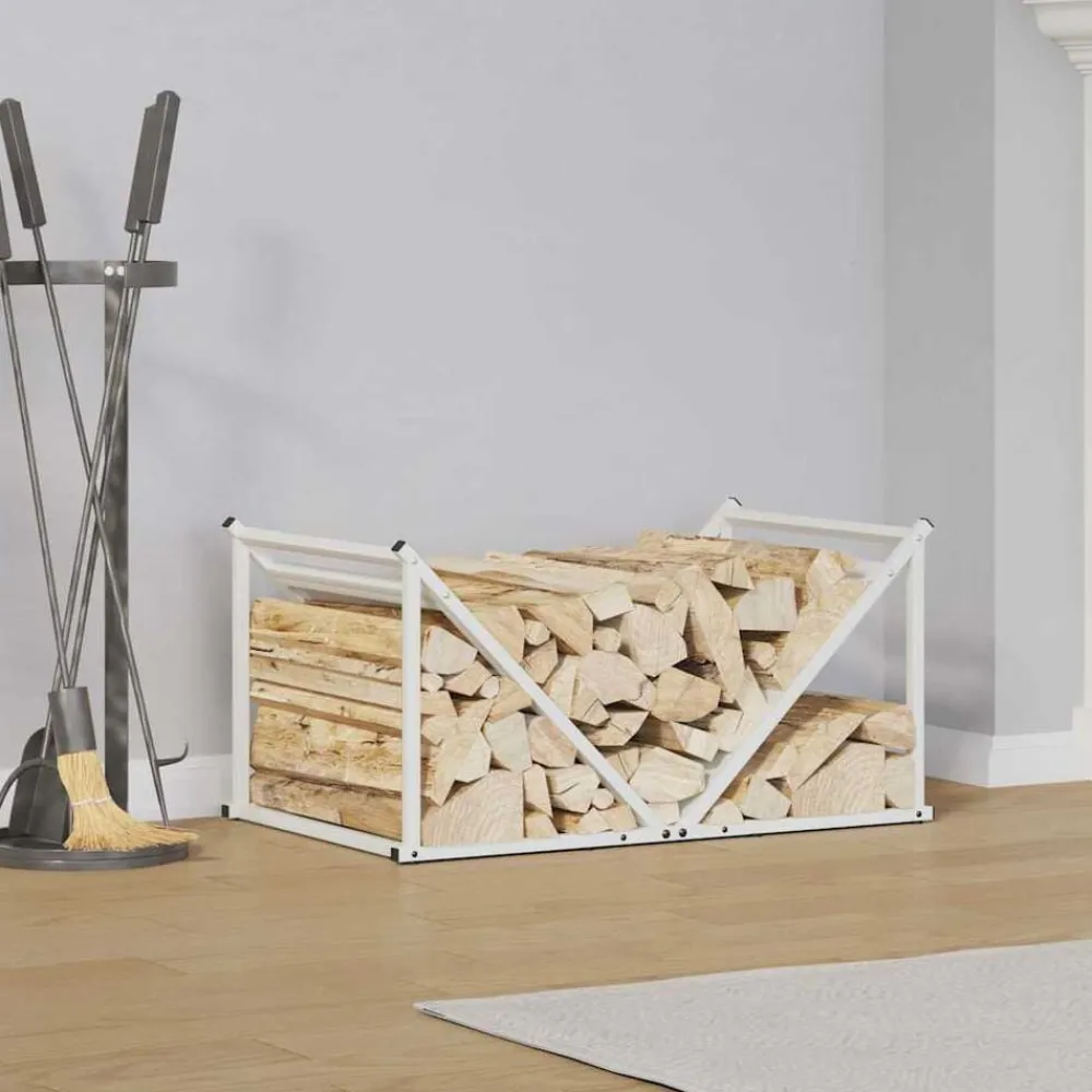 vidaXL Leñero 70x43x34,5 cm Acero laminado en frío Blanco