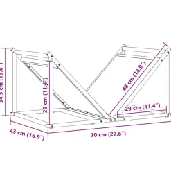 vidaXL Leñero 70x43x34,5 cm Acero laminado en frío Blanco