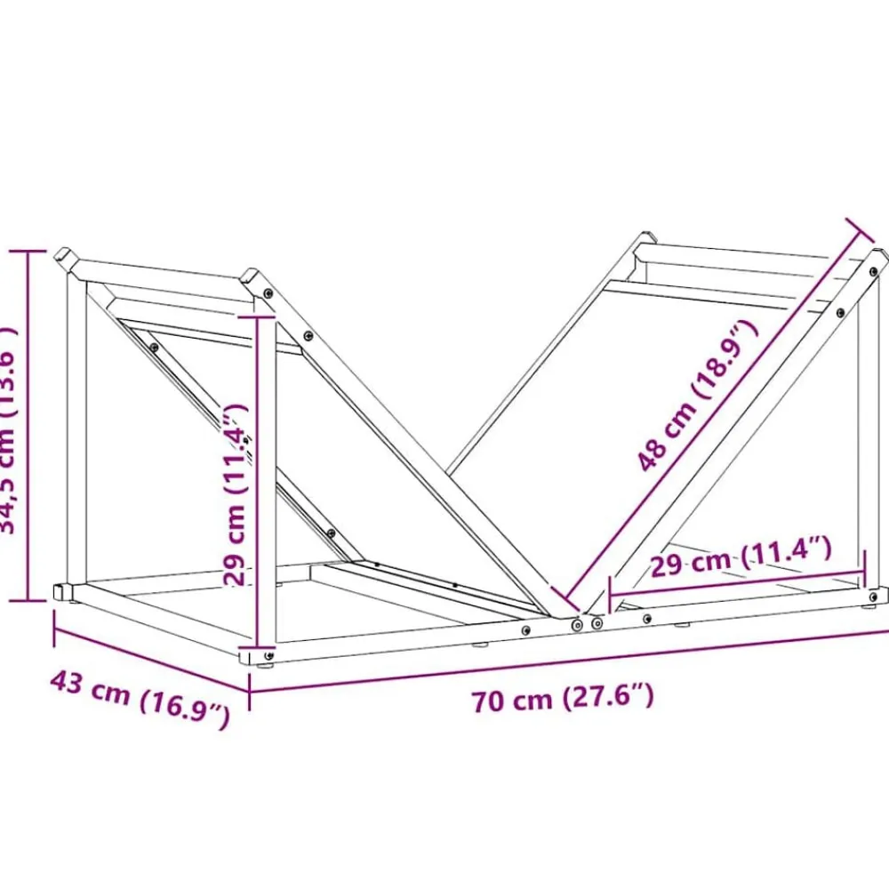 vidaXL Leñero 70x43x34,5 cm Acero laminado en frío Blanco