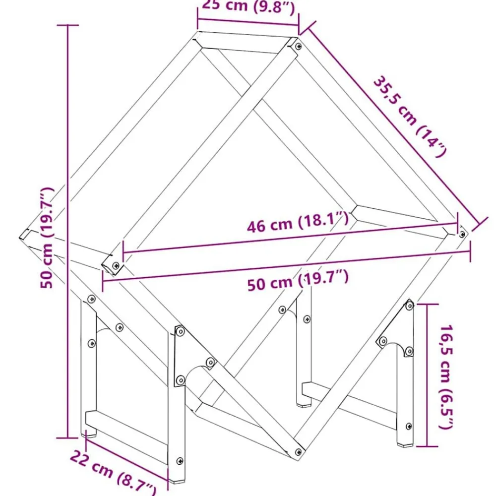 vidaXL Leñero 50x25x50 cm Acero laminado en frío Blanco Online