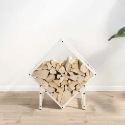vidaXL Leñero 50x25x50 cm Acero laminado en frío Blanco Online