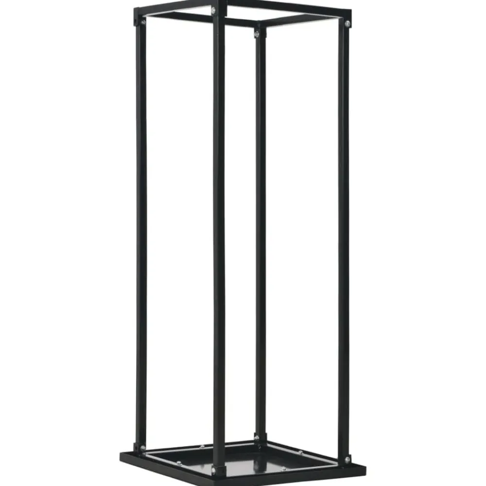 vidaXL Leñero con base acero negro 37x37x113 cm Online