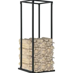 vidaXL Leñero con base acero negro 37x37x113 cm Online