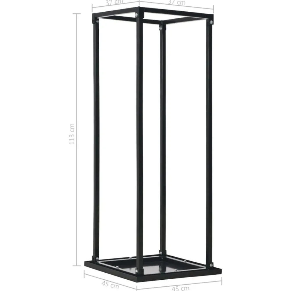 vidaXL Leñero con base acero negro 37x37x113 cm Online