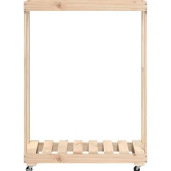 vidaXL Accesorios Para Hornos De Leña Y Chimeneas-Leñero con ruedas madera maciza de pino 76,5x40x108 cm