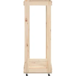 vidaXL Accesorios Para Hornos De Leña Y Chimeneas-Leñero con ruedas madera maciza de pino 76,5x40x108 cm