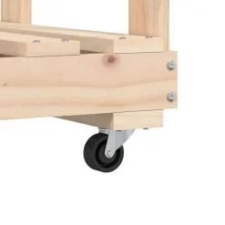 vidaXL Accesorios Para Hornos De Leña Y Chimeneas-Leñero con ruedas madera maciza de pino 76,5x40x108 cm