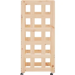 vidaXL Leñero con ruedas madera maciza de pino 40x49x110 cm Natural Discount