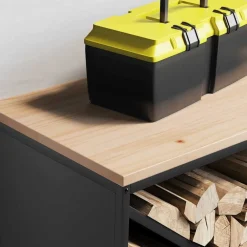 vidaXL Accesorios Para Hornos De Leña Y Chimeneas-Leñero con tablero de madera 100,5x35,5x40 cm