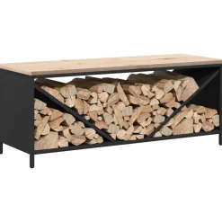 vidaXL Accesorios Para Hornos De Leña Y Chimeneas-Leñero con tablero de madera 100,5x35,5x40 cm