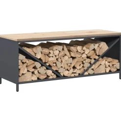vidaXL Leñero con tablero de madera 100,5x35,5x40 cm Antracita New