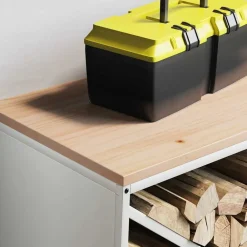 vidaXL Accesorios Para Hornos De Leña Y Chimeneas-Leñero con tablero de madera 100,5x35,5x40 cm