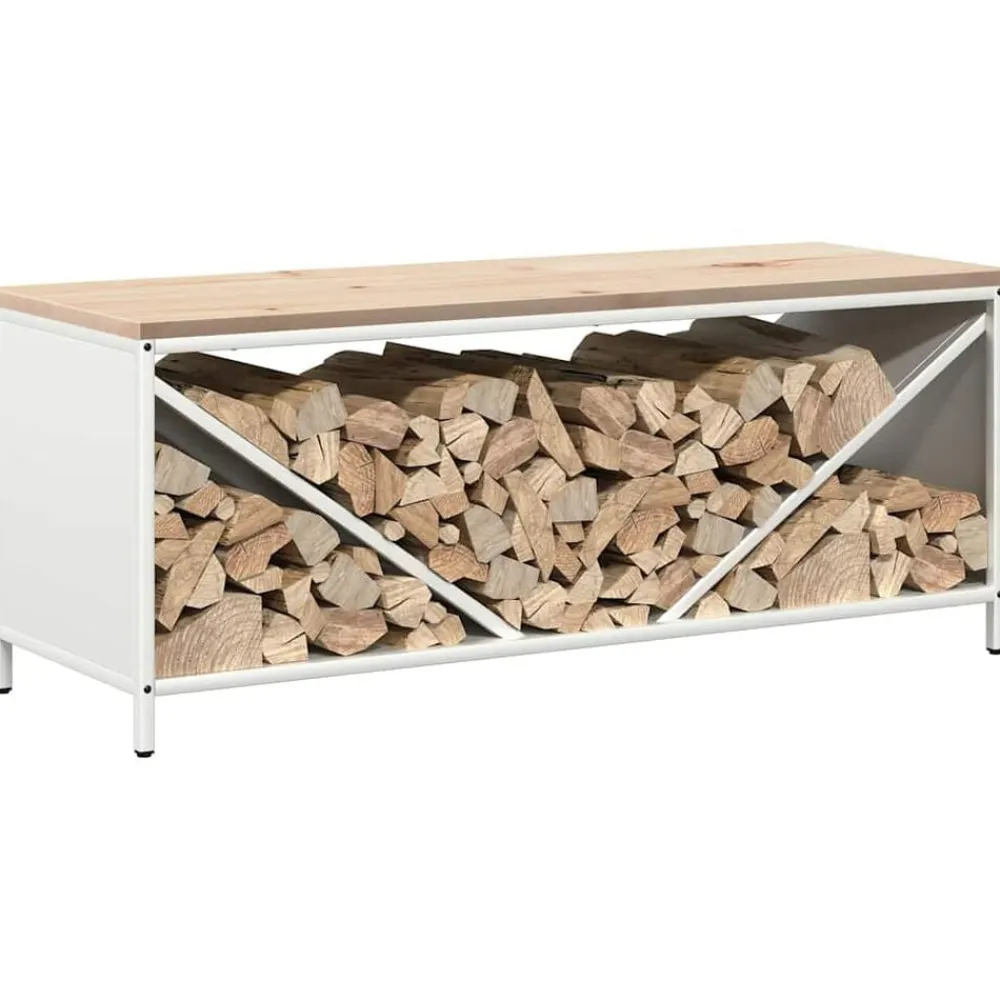 vidaXL Accesorios Para Hornos De Leña Y Chimeneas-Leñero con tablero de madera 100,5x35,5x40 cm