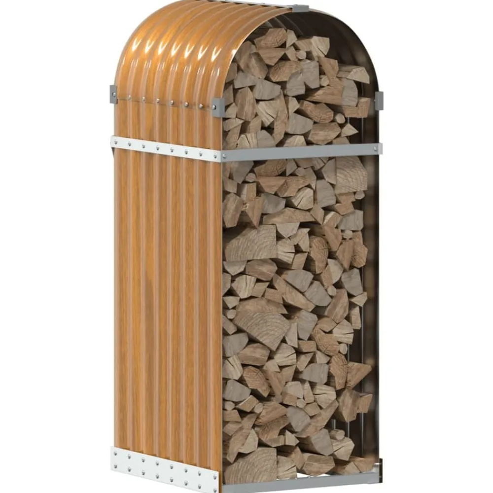 vidaXL Leñero de acero galvanizado acabado de madera 40x45x100 cm Apariencia de madera Hot