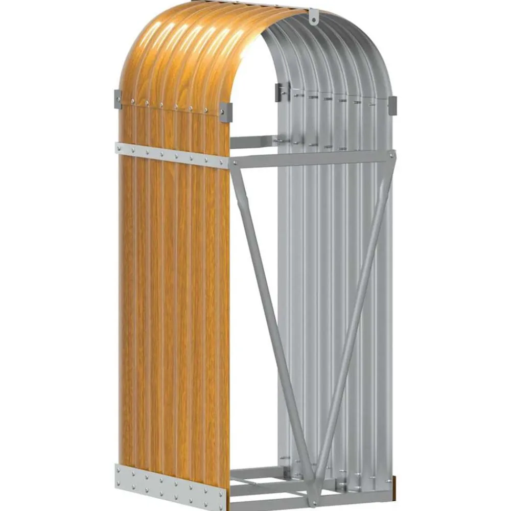 vidaXL Leñero de acero galvanizado acabado de madera 40x45x100 cm Apariencia de madera Hot